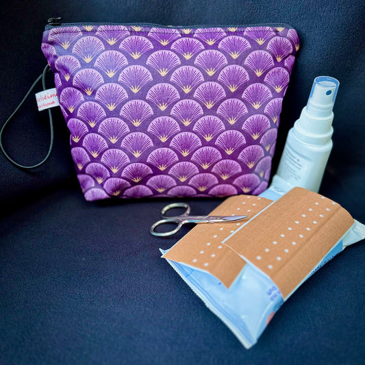 Kosmetiktäschchen Midi - Einzelstück Bögen violett