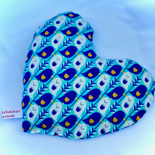 "Duftender Herzenswärmer" - Vögel blau
