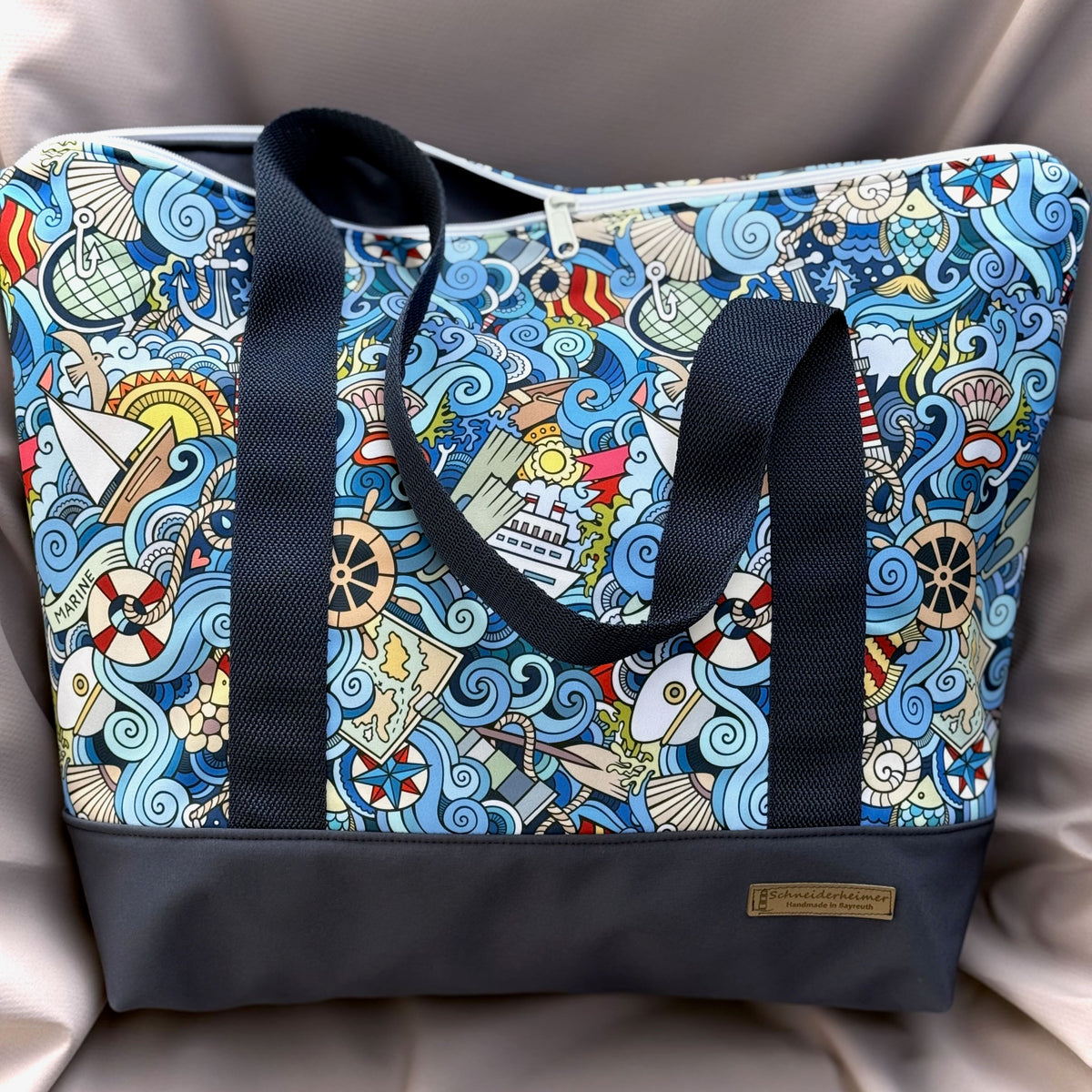 Schwimmbadtasche "Tasche für's Nasse" - Einzelstück Marine