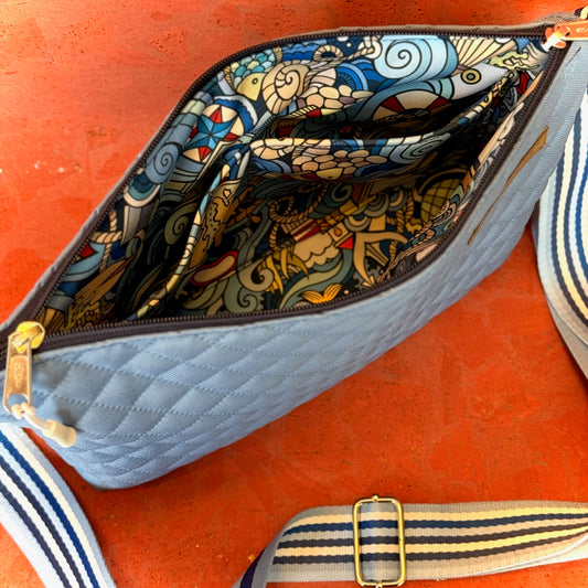 "Allwetter-Petra" in Stepp - Einzelstück Karo Hellblau