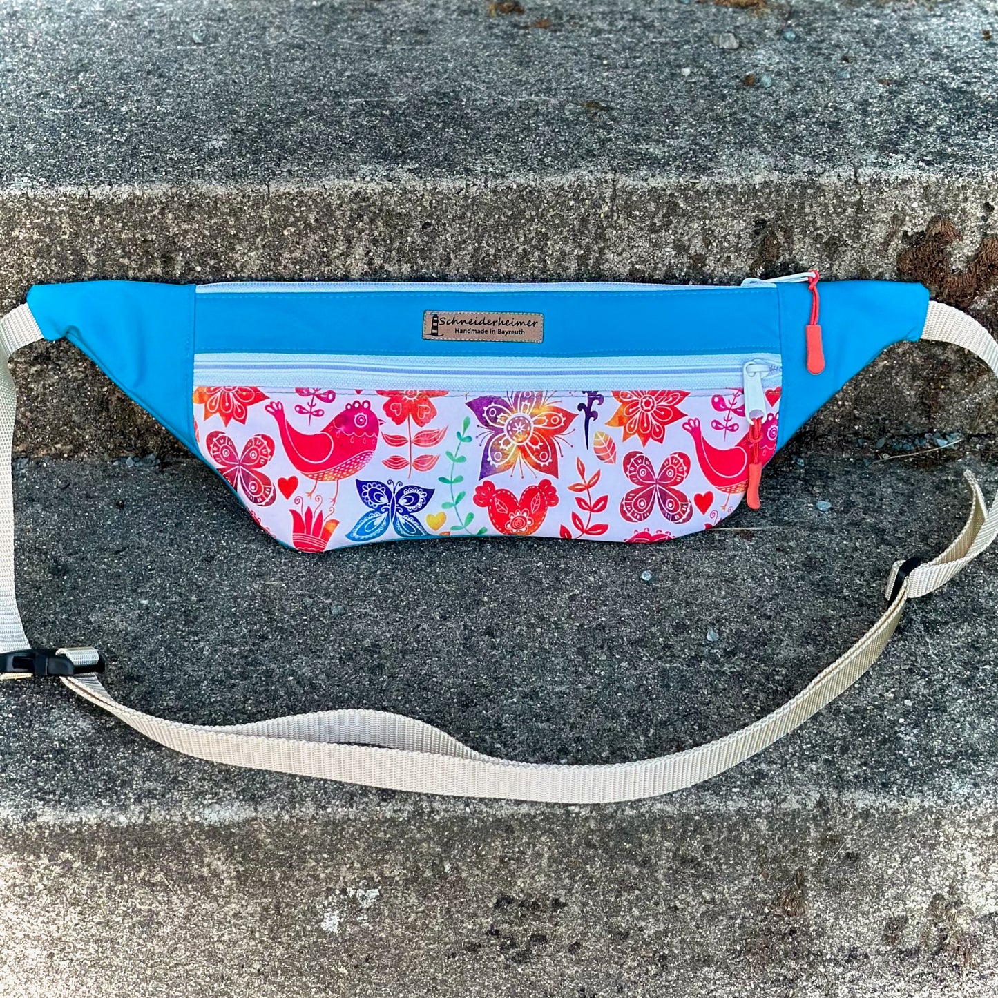 Bauchtasche "Karo" - Einzelstück Sommer in Türkis