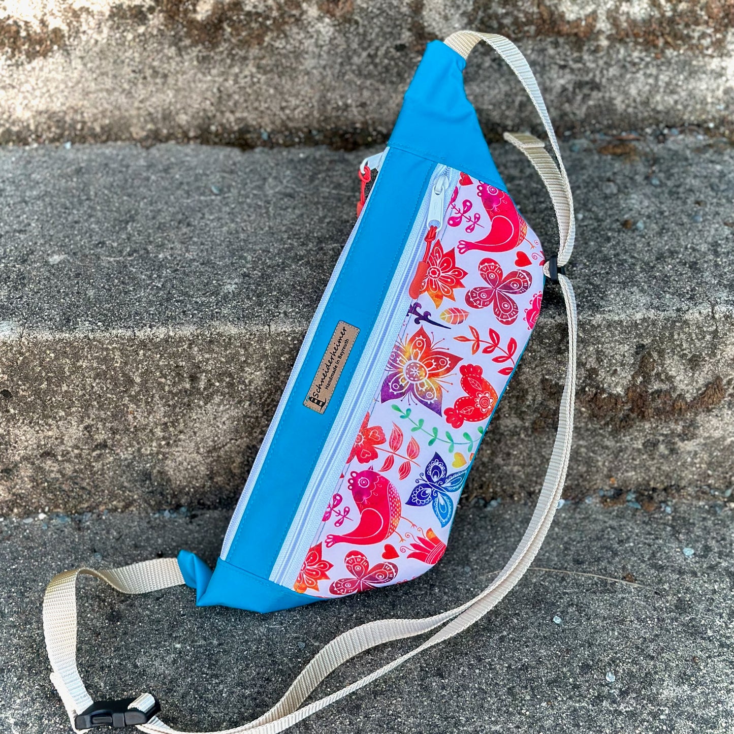 Bauchtasche "Karo" - Einzelstück Sommer in Türkis