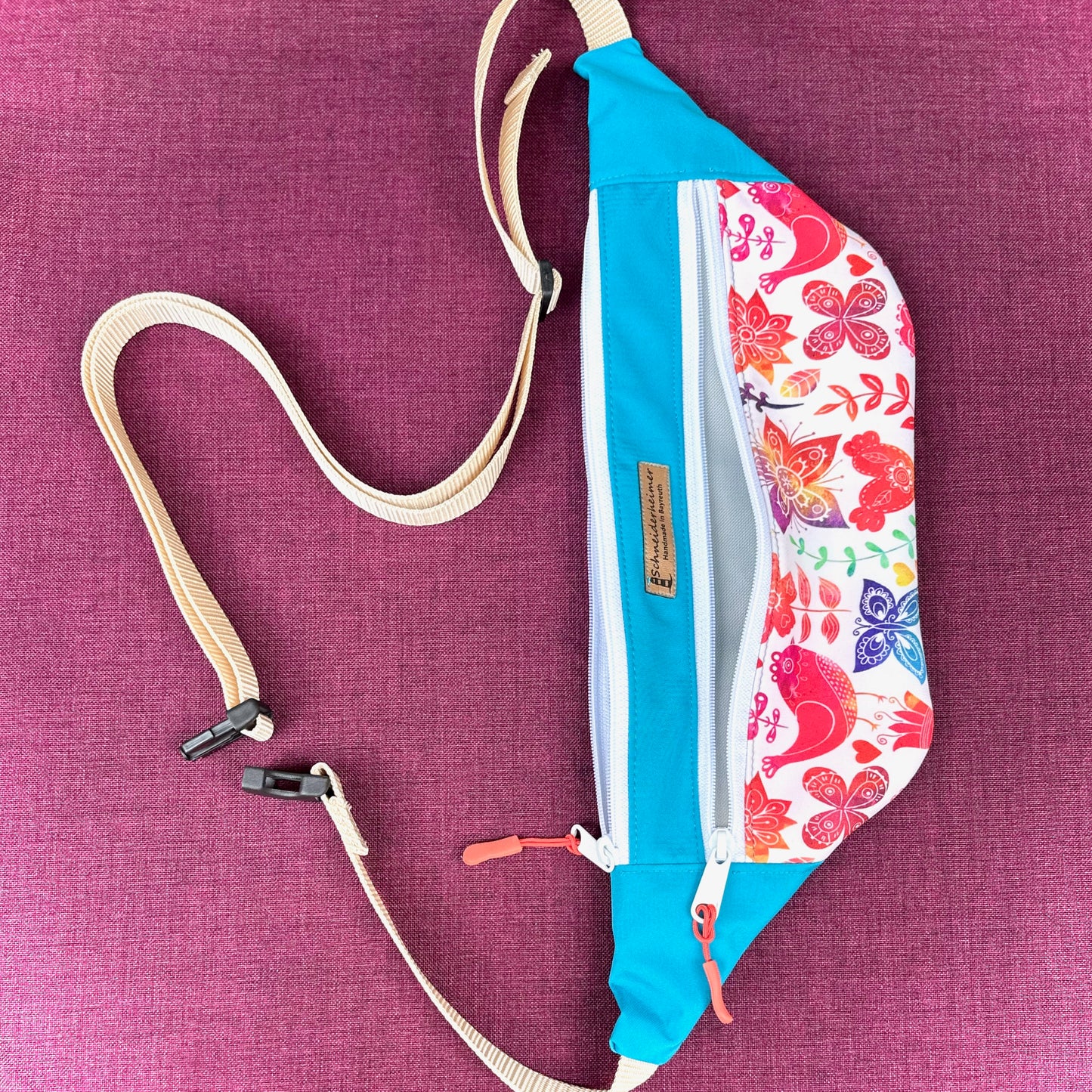 Bauchtasche "Karo" - Einzelstück Sommer in Türkis