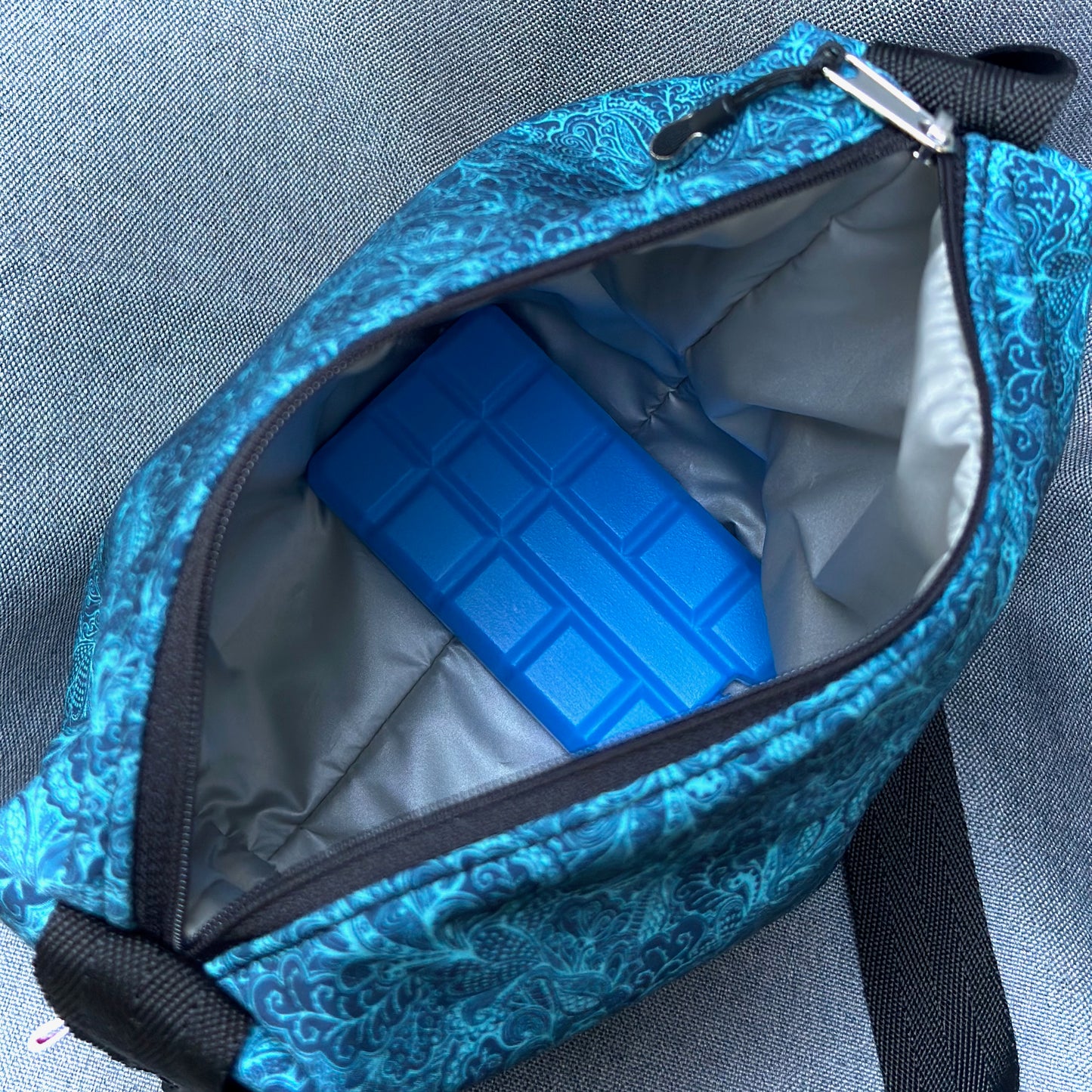 Thermotasche "Kalte Sophie" - Einzelstück Softshell Paisleys Petrol