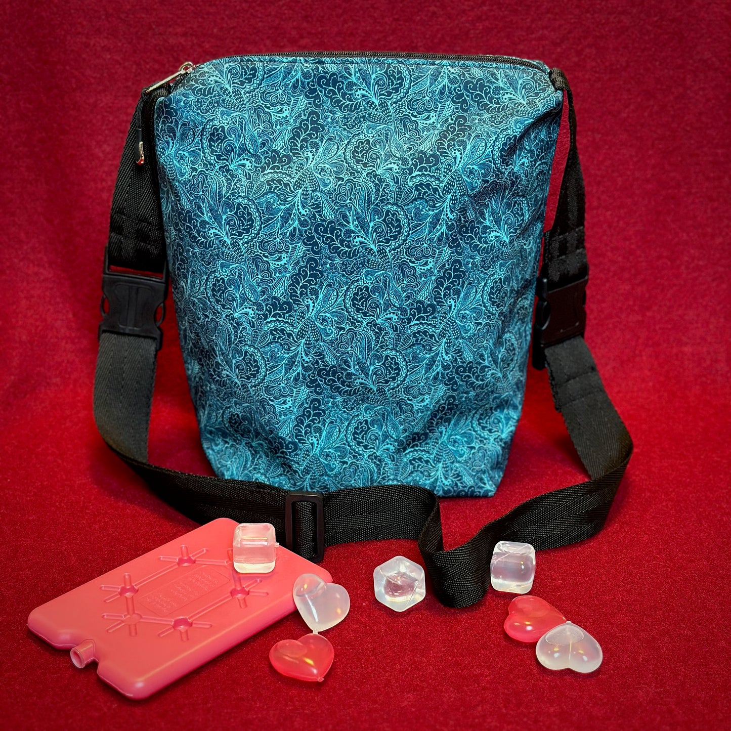 Thermotasche "Kalte Sophie" - Einzelstück Softshell Paisleys Petrol