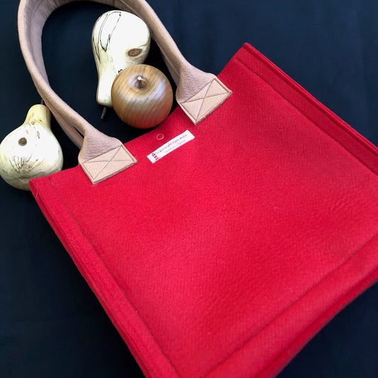 Filztasche rot mit beige