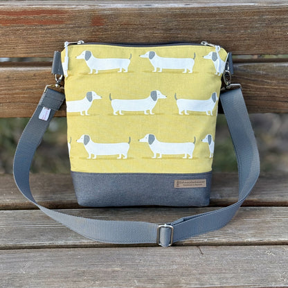 Große Umhängetasche "Kerstin" - Einzelstück Dackel