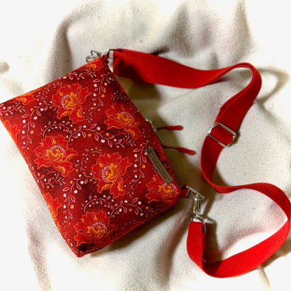 Umhängetasche "Leni"- Einzelstück Rosenrot