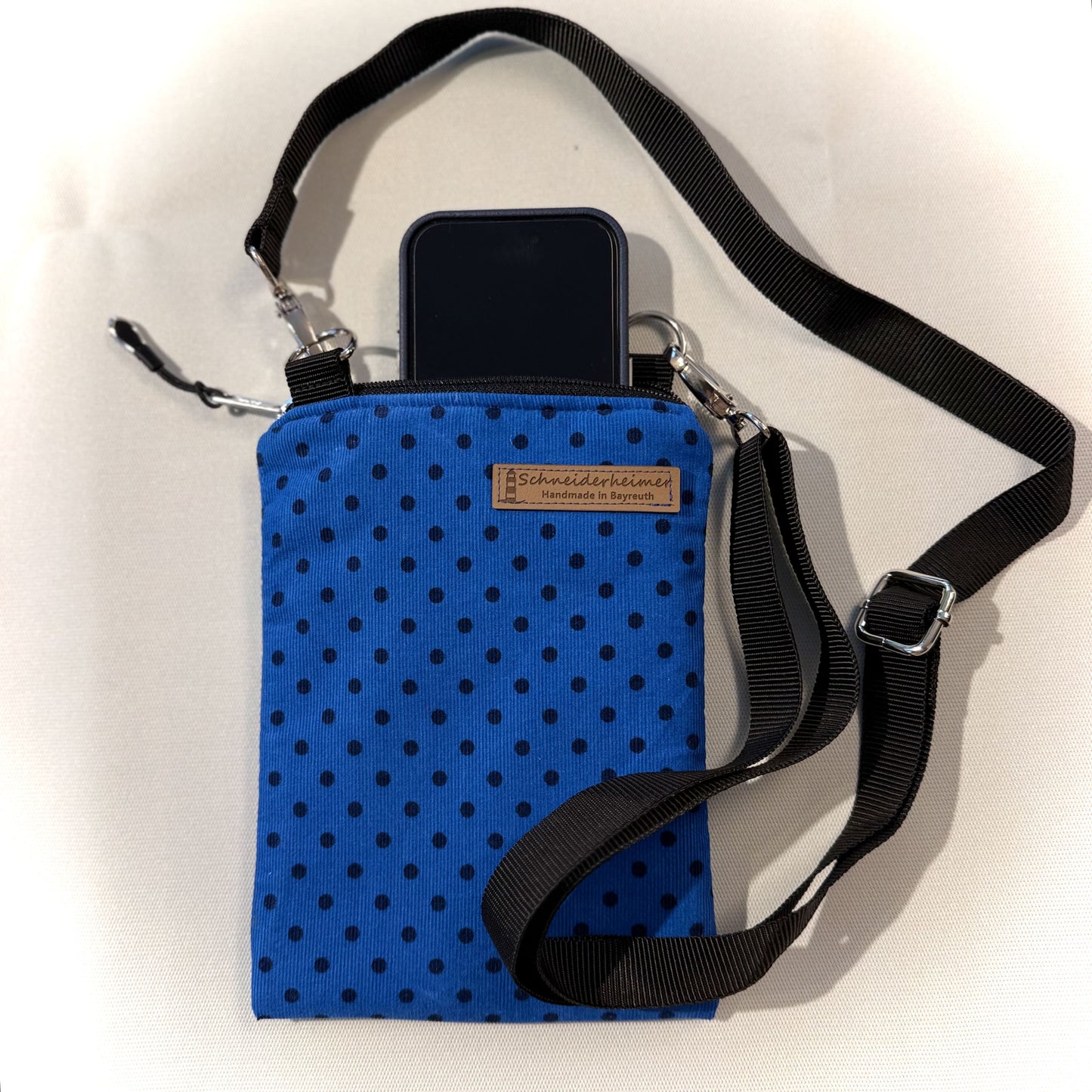 "Frieda" in Cord - Einzelstück Punkte Blau