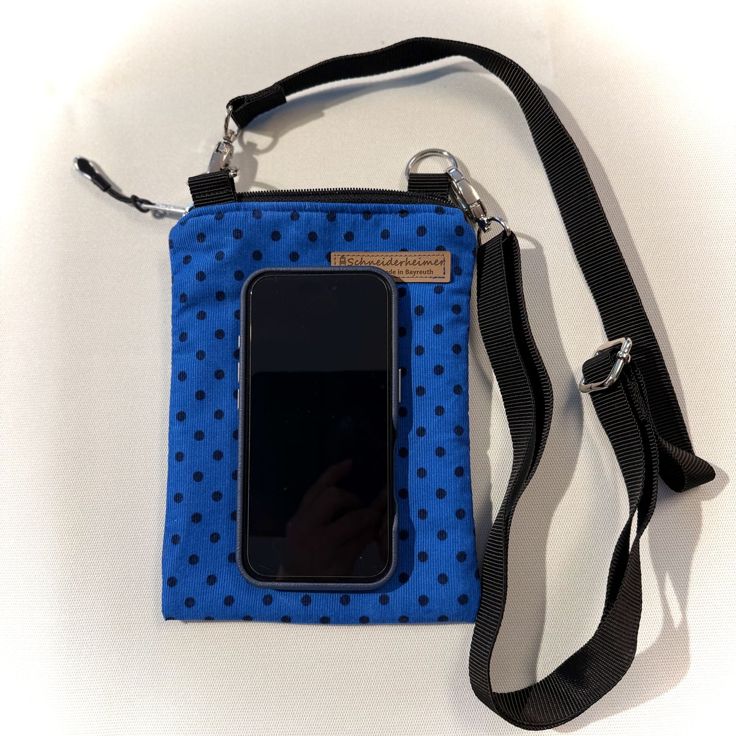 "Frieda" in Cord - Einzelstück Punkte Blau