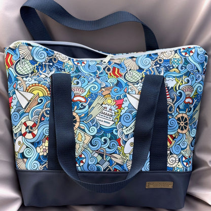 Schwimmbadtasche "Tasche für's Nasse" - Einzelstück Marine