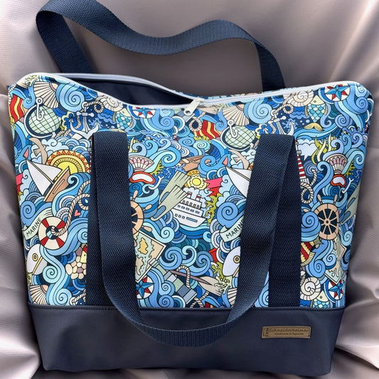 Schwimmbadtasche "Tasche für's Nasse" - Einzelstück Marine