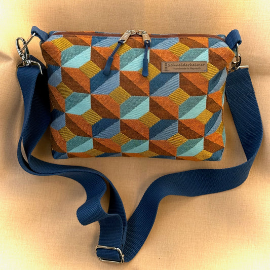 Umhängetasche "Leni"- Einzelstück Blau-Orange