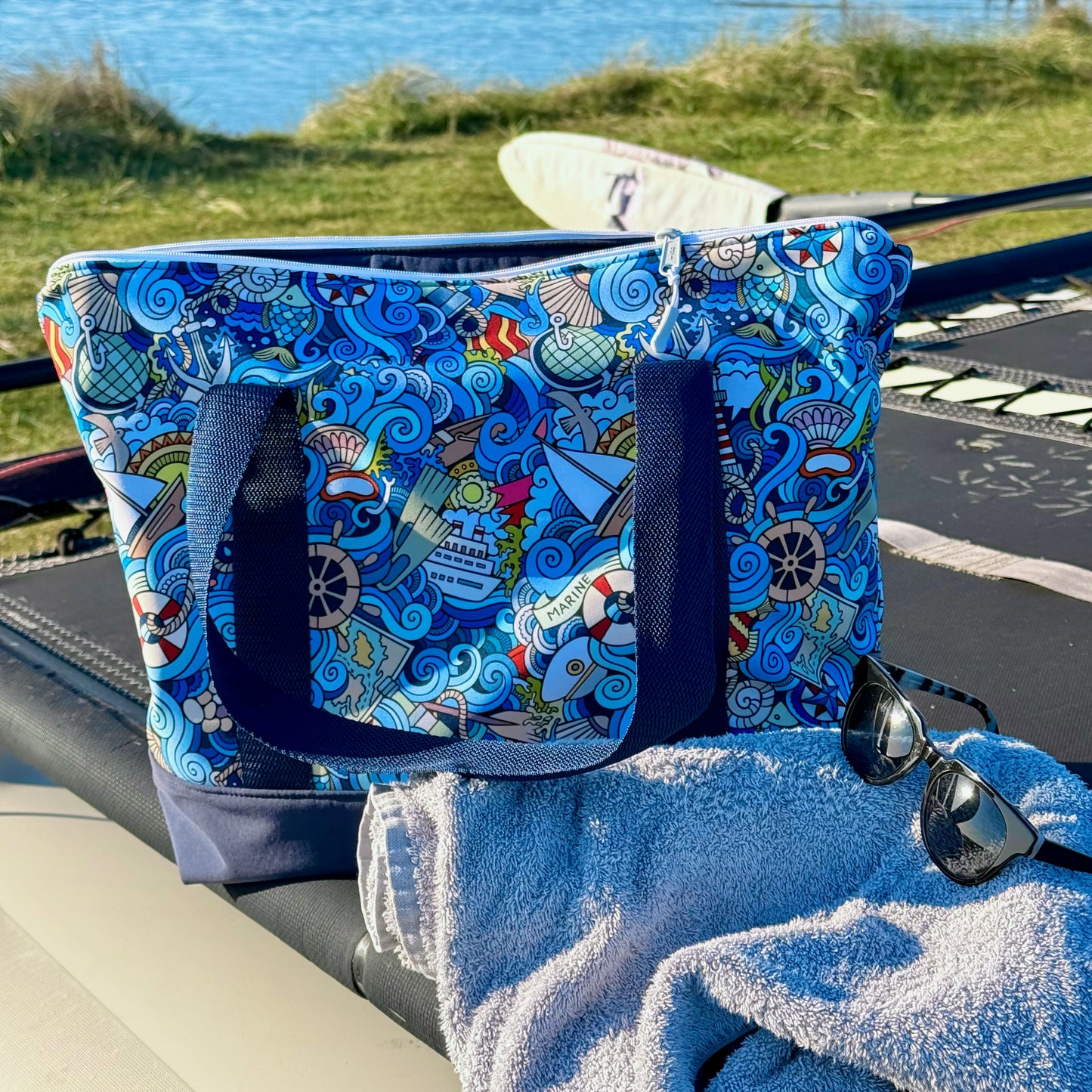 Schwimmbadtasche "Tasche für's Nasse" - Einzelstück Marine
