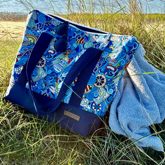 Schwimmbadtasche "Tasche für's Nasse" - Einzelstück Marine