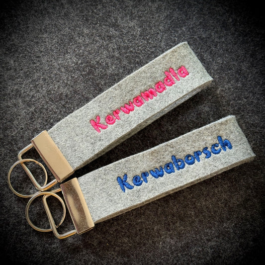 Schlüsselanhänger bestickt - "Kerwaborsch" und "Kerwamadla"