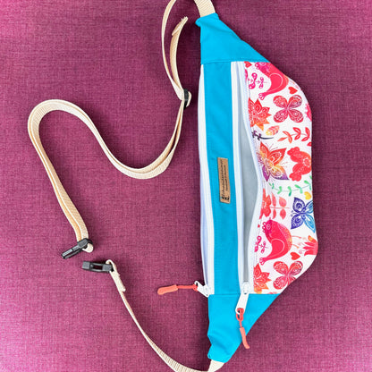 Bauchtasche "Karo" - Einzelstück Sommer in Türkis