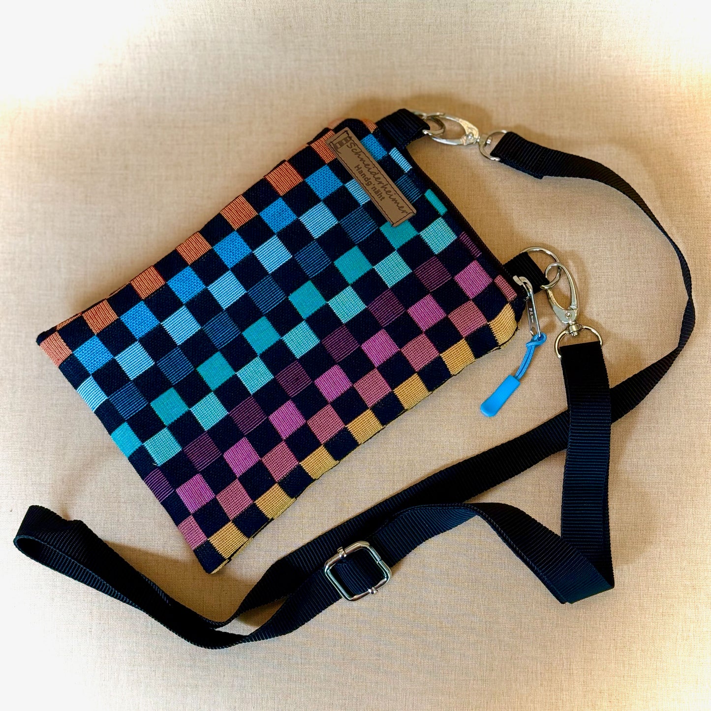 Handytasche "Frieda" - Einzelstück Gobelin Bunte Quadrate