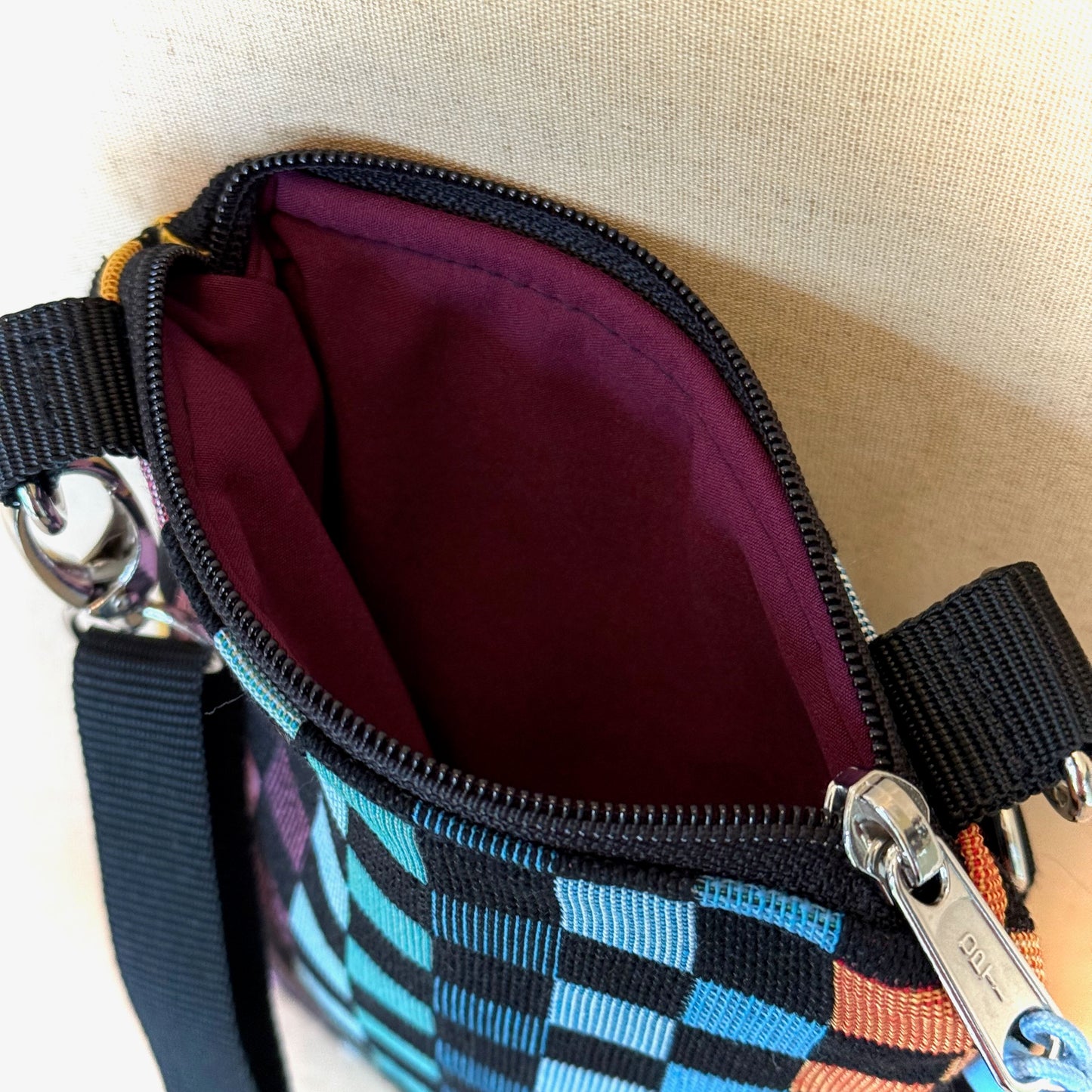 Handytasche "Frieda" - Einzelstück Gobelin Bunte Quadrate