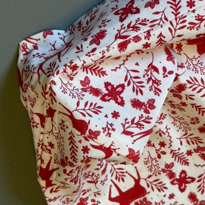 Weihnachtlicher „VielKramBeutel" - Einzelstück Waldtiere Rot