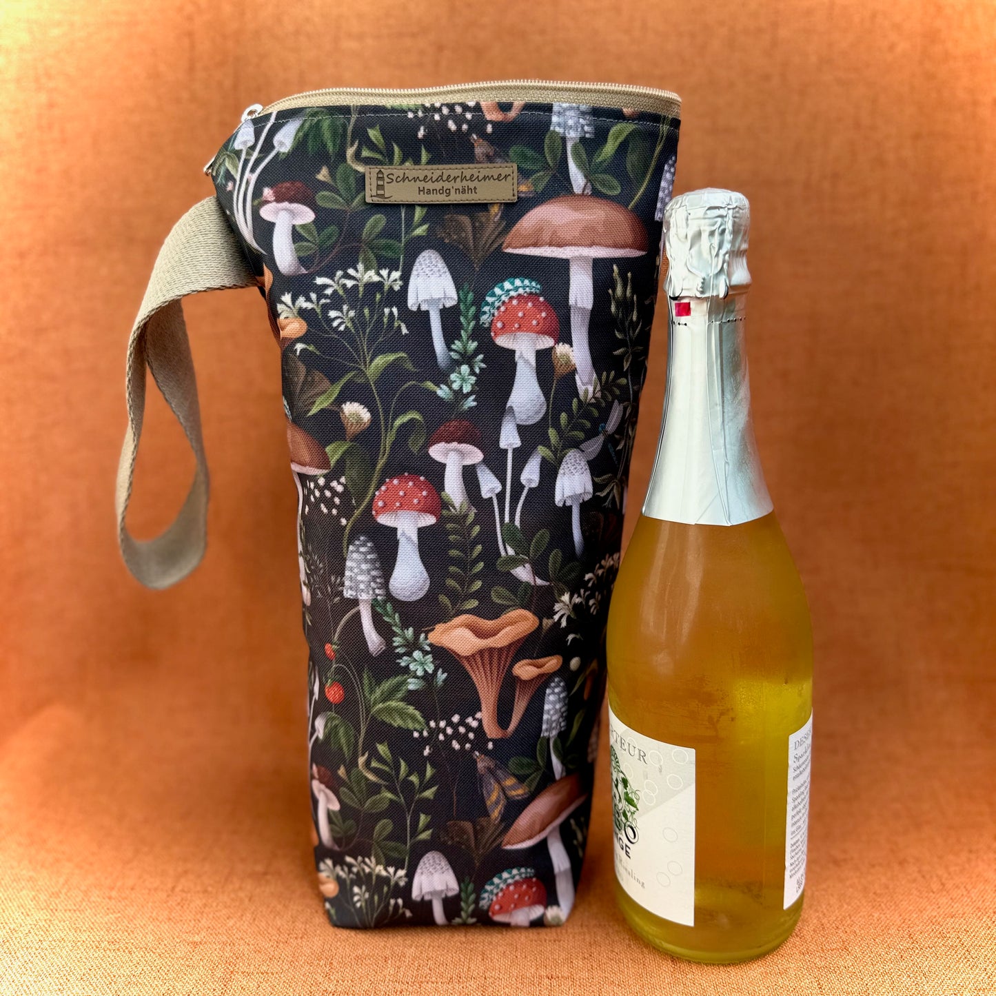 "Flaschentasche" XL - Einzelstück Pilze
