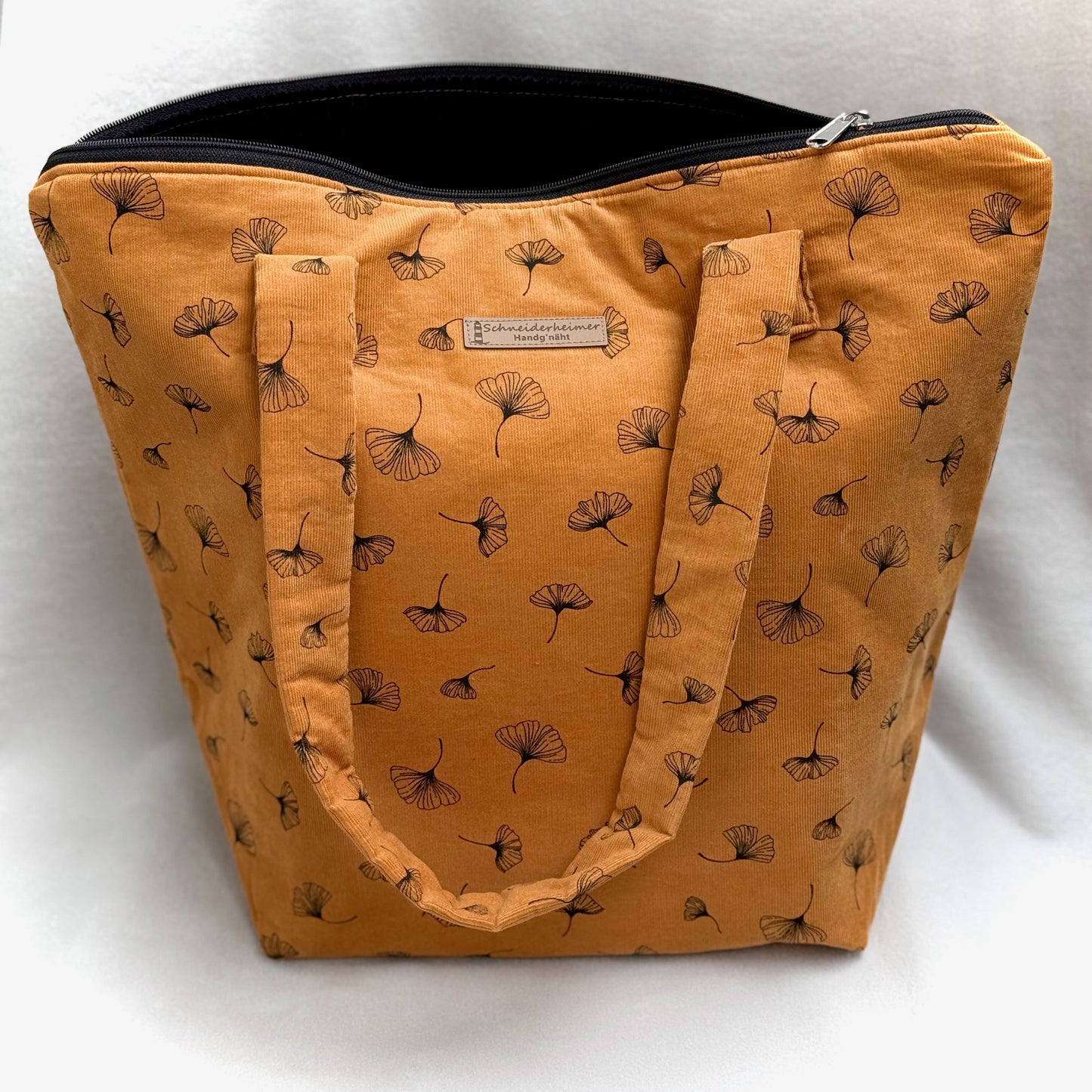 "VielKramBeutel" Cord-Shopper - Einzelstück Gingko