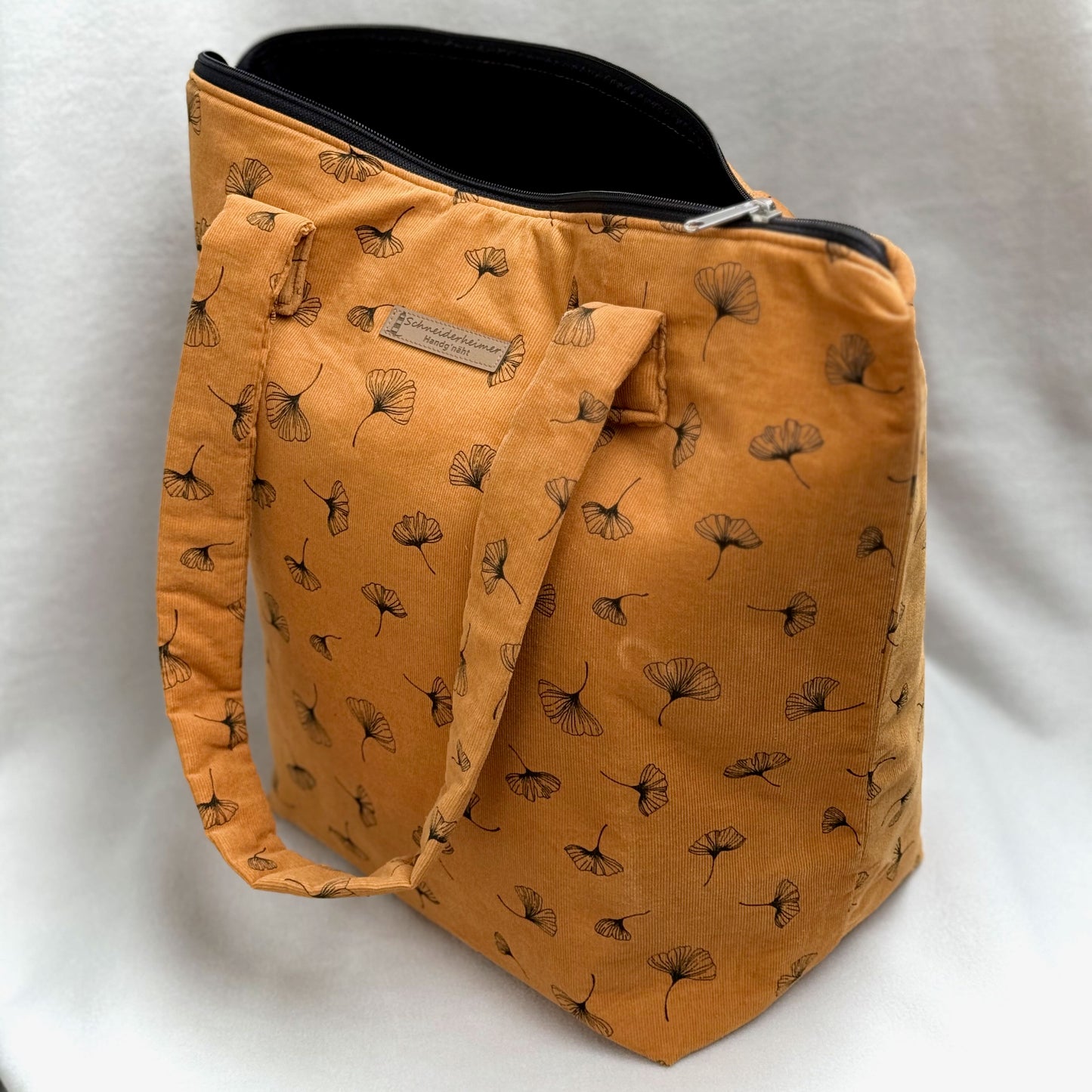 "VielKramBeutel" Cord-Shopper - Einzelstück Gingko