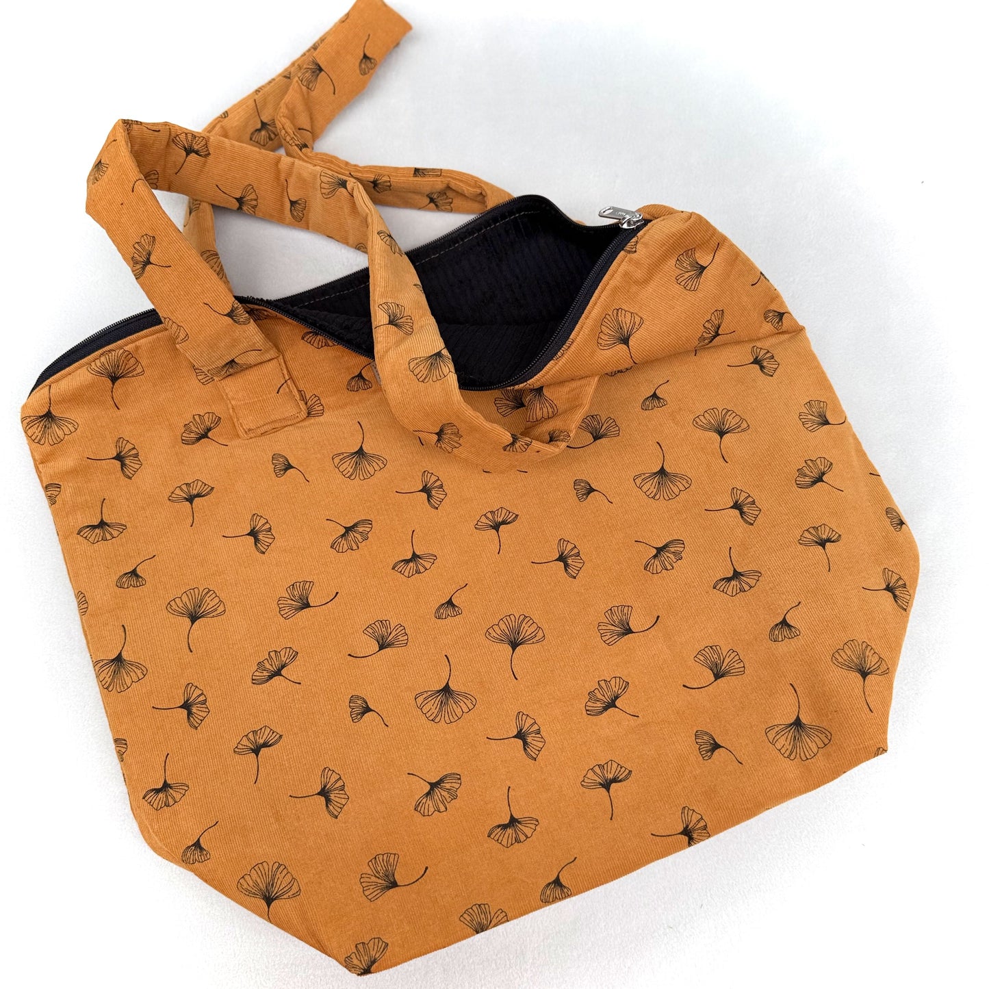 "VielKramBeutel" Cord-Shopper - Einzelstück Gingko