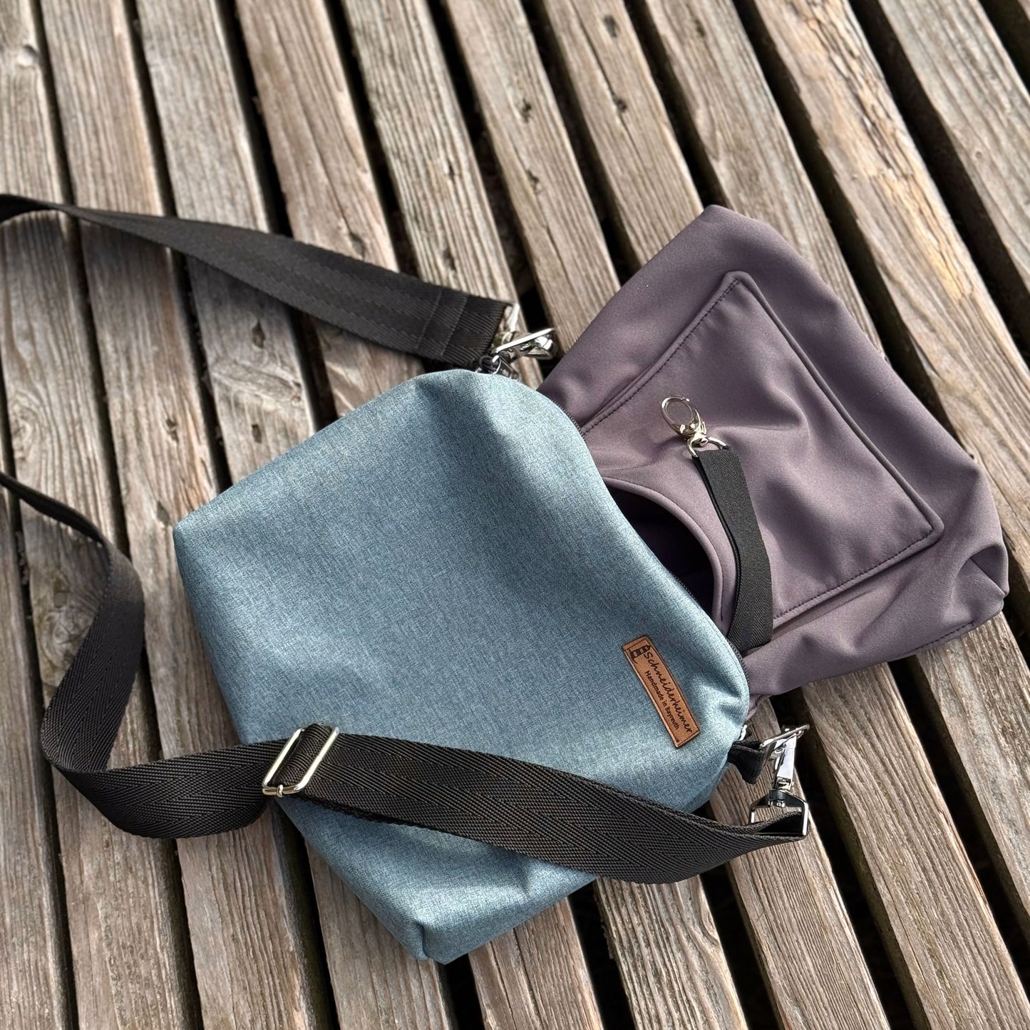 Umhängetasche "Leni" allwettertauglich- EInzelstück Uni Softshell Dunkelmint