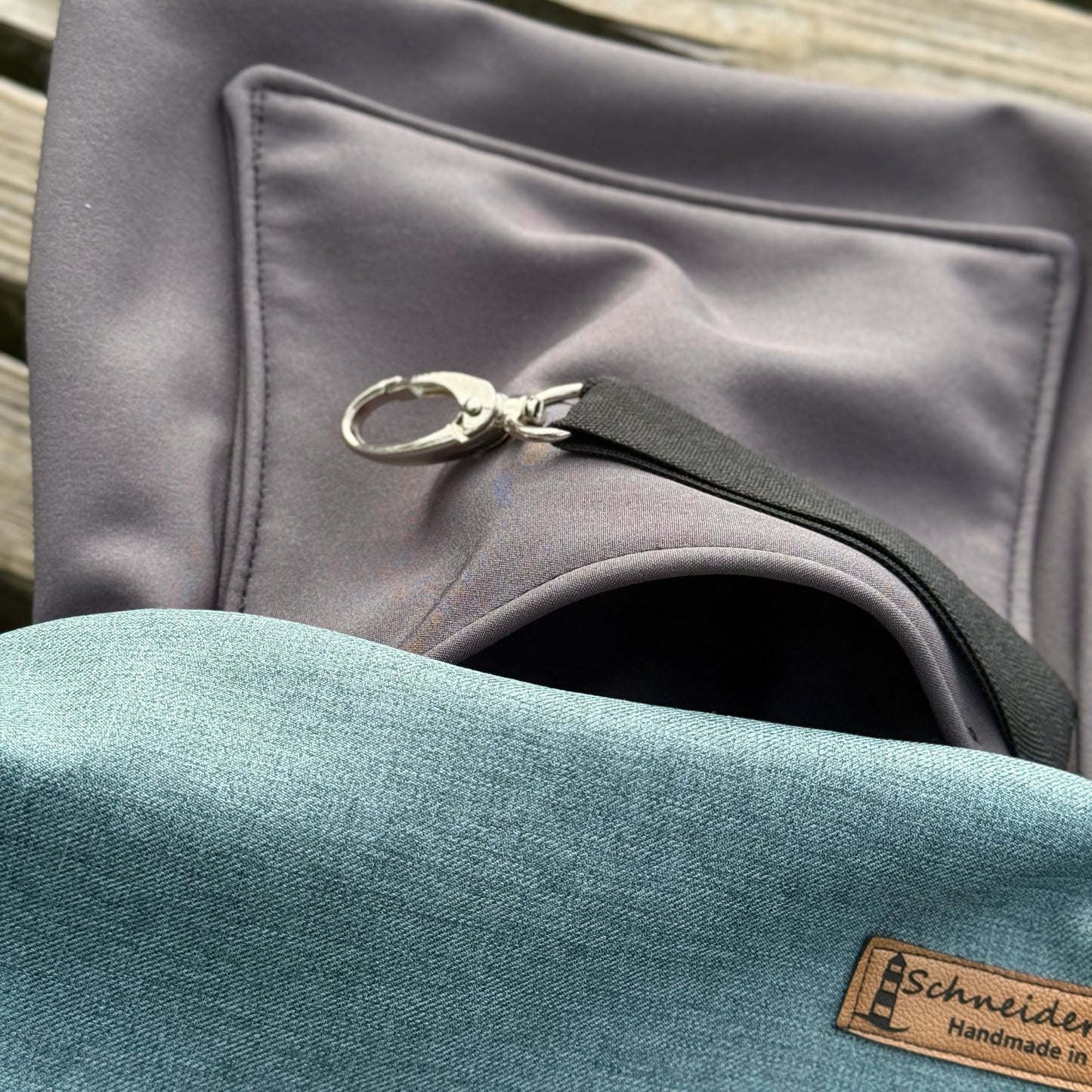 Umhängetasche "Leni" allwettertauglich- EInzelstück Uni Softshell Dunkelmint