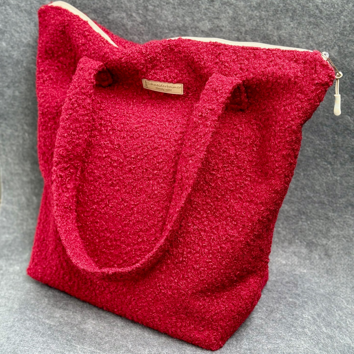 "VielKramBeutel" Boucle-Shopper - Einzelstück Bordeaux