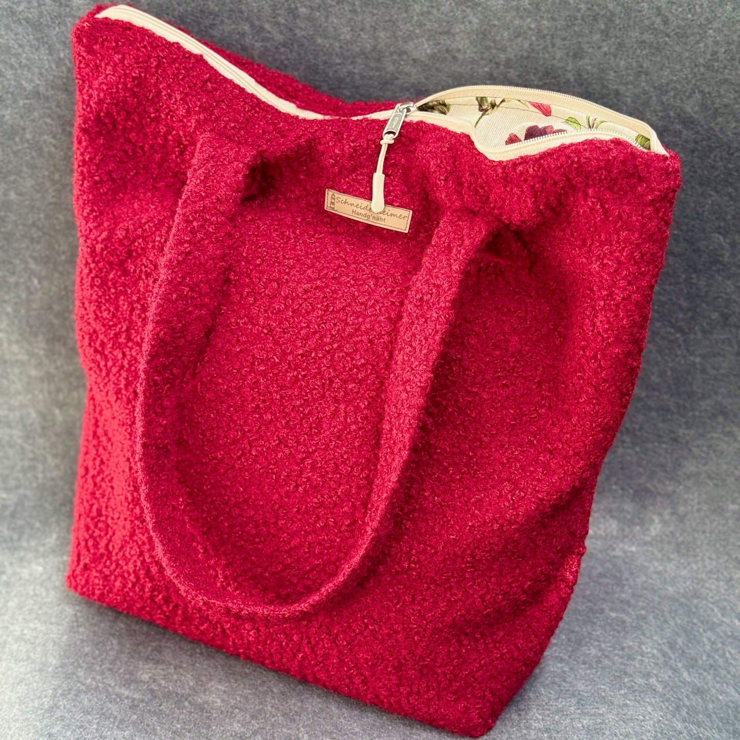 "VielKramBeutel" Boucle-Shopper - Einzelstück Bordeaux
