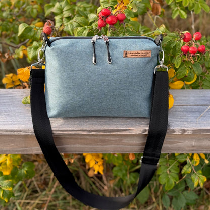 Umhängetasche "Leni" allwettertauglich- EInzelstück Uni Softshell Dunkelmint